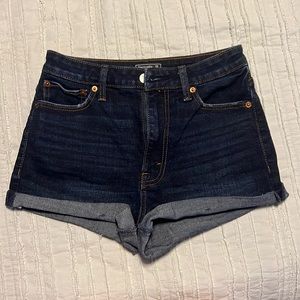Abercrombie & Fitch High Rise Jean Shorts Dark Wash 26/2
